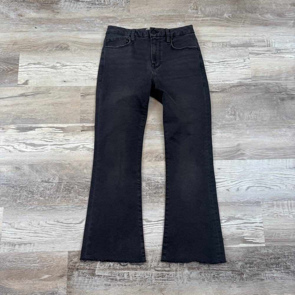 FRAME Le Crop Mini Boot Black Raw Hem Cropped Flare Jeans Minimalist Y2K 27